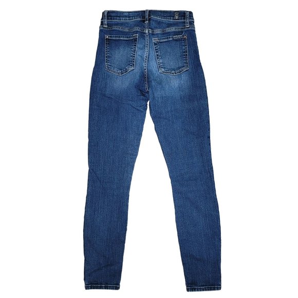 7 for all mankind the ankle skinny b(air) denim blue jeans high rise size 26 - Picture 5 of 8